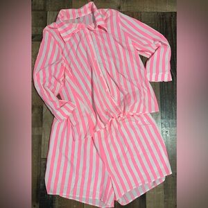 Pink and White Striped Set